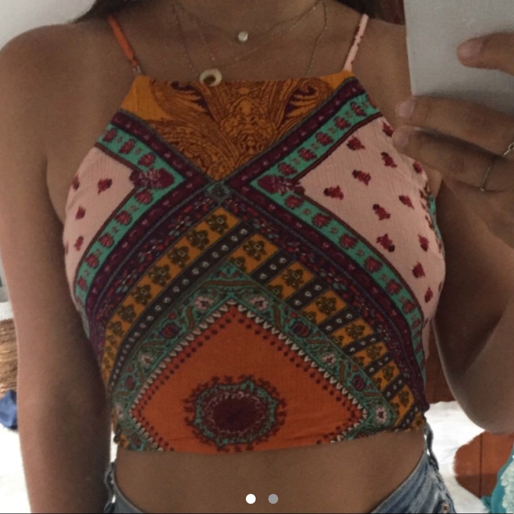 LF festival colorful bandana crop top